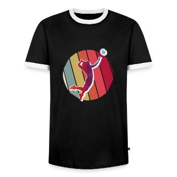 Volleyball Girl - Men's Ringer Shirt - black/white - Front - AI Model Female 172 light (172cm) & AI Model Male 178 light (178cm)