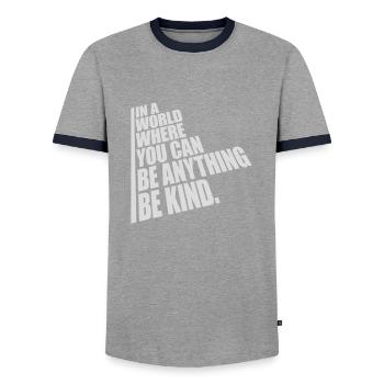 you can be kind - Männer Kontrast-T-Shirt - Grau/Navy  - Vorne - AI Model Female 172 light (172cm) & AI Model Male 178 light (178cm)