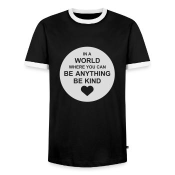 you can be kind - Men's Ringer Shirt - black/white - Front - AI Model Female 172 light (172cm) & AI Model Male 178 light (178cm)