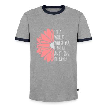 you can be kind - Männer Kontrast-T-Shirt - Grau/Navy  - Vorne - AI Model Female 172 light (172cm) & AI Model Male 178 light (178cm)