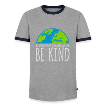you can be kind - Männer Kontrast-T-Shirt - Grau/Navy  - Vorne - AI Model Female 172 light (172cm) & AI Model Male 178 light (178cm)