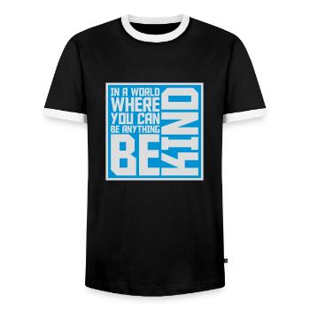 you can be kind - Men's Ringer Shirt - black/white - Front - AI Model Female 172 light (172cm) & AI Model Male 178 light (178cm)