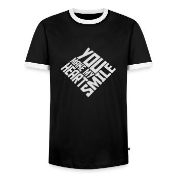 make my heart smile - Männer Kontrast-T-Shirt - Schwarz/Weiß - Vorne - AI Model Female 172 light (172cm) & AI Model Male 178 light (178cm)