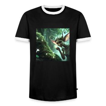 Fee im magischen Wald - Männer Kontrast-T-Shirt - Schwarz/Weiß - Vorne - AI Model Female 172 light (172cm) & AI Model Male 178 light (178cm)