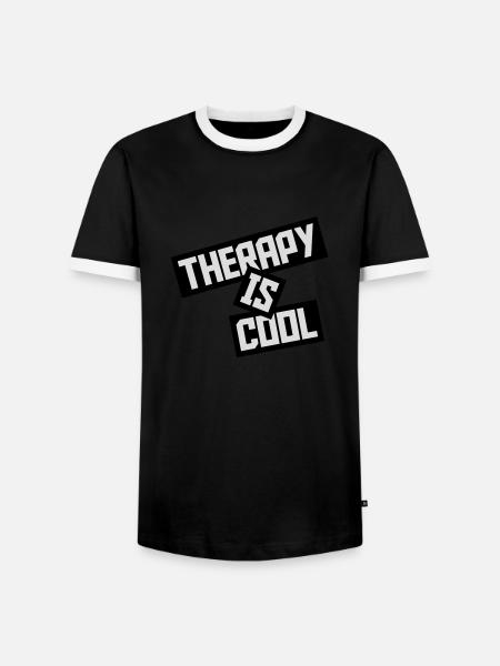 therapy is cool Quote - Men's Ringer Shirt - black/white