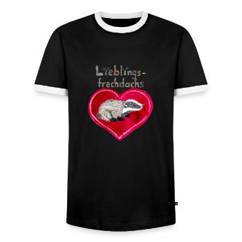 Lieblingsfrechdachs mit großem Herz - Männer Kontrast-T-Shirt - Schwarz/Weiß - Vorne - AI Model Female 172 light (172cm) & AI Model Male 178 light (178cm)