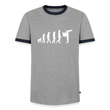 Martial arts evolution - Men's Ringer Shirt - grey/navy  - Front - AI Model Female 172 light (172cm) & AI Model Male 178 light (178cm)
