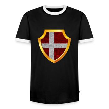 Denmark Copenhagen Danish Scandinavian Flag Nordic - Men's Ringer Shirt - black/white - Front - AI Model Female 172 light (172cm) & AI Model Male 178 light (178cm)