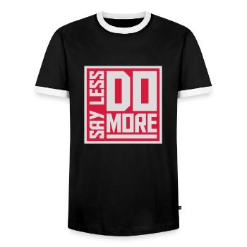 say less do more - Männer Kontrast-T-Shirt - Schwarz/Weiß - Vorne - AI Model Female 172 light (172cm) & AI Model Male 178 light (178cm)