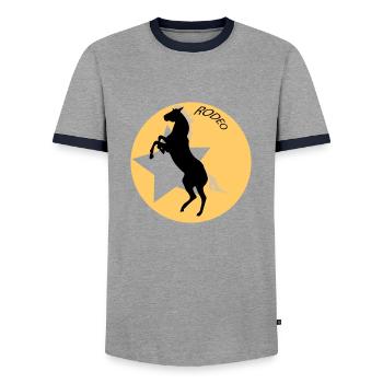 Rodeo - Men's Ringer Shirt - grey/navy  - Front - AI Model Female 172 light (172cm) & AI Model Male 178 light (178cm)