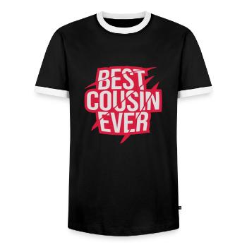 best cousin ever Zitat - Männer Kontrast-T-Shirt - Schwarz/Weiß - Vorne - AI Model Female 172 light (172cm) & AI Model Male 178 light (178cm)