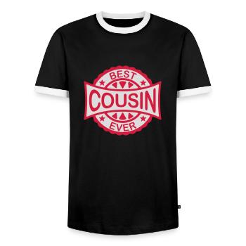 best cousin ever Zitat - Männer Kontrast-T-Shirt - Schwarz/Weiß - Vorne - AI Model Female 172 light (172cm) & AI Model Male 178 light (178cm)