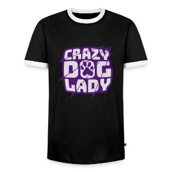 crazy dog lady quote - Men's Ringer Shirt - black/white - Front - AI Model Female 172 light (172cm) & AI Model Male 178 light (178cm)