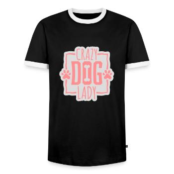 crazy dog lady quote - Men's Ringer Shirt - black/white - Front - AI Model Female 172 light (172cm) & AI Model Male 178 light (178cm)