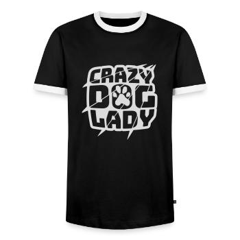 crazy dog lady quote - Men's Ringer Shirt - black/white - Front - AI Model Female 172 light (172cm) & AI Model Male 178 light (178cm)