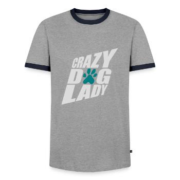 crazy dog lady quote - Men's Ringer Shirt - grey/navy  - Front - AI Model Female 172 light (172cm) & AI Model Male 178 light (178cm)