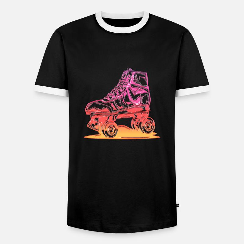 rollerblades rollerblade skates rollerskates retro - Men's Ringer Shirt - black/white