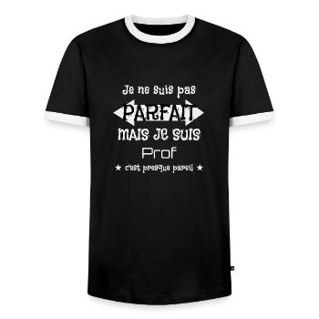 Prof - T-shirt contrasté Homme - noir/blanc - Devant - AI Model Female 172 light (172cm) & AI Model Male 178 light (178cm)