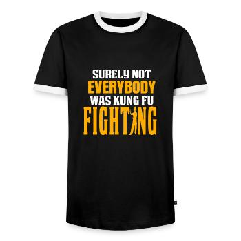 Funny Quote Shirt with Quote Song Lyrics Shirt Fun - Men's Ringer Shirt - black/white - Front - AI Model Female 172 light (172cm) & AI Model Male 178 light (178cm)