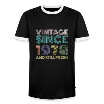 Millésime 1978 - T-shirt contrasté Homme - noir/blanc - Devant - AI Model Female 172 light (172cm) & AI Model Male 178 light (178cm)