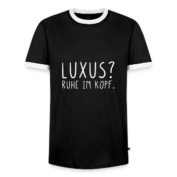 Luxus Ruhe im Kopf - Männer Kontrast-T-Shirt - Schwarz/Weiß - Vorne - AI Model Female 172 light (172cm) & AI Model Male 178 light (178cm)