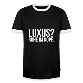 Luxus Ruhe im Kopf - Männer Kontrast-T-Shirt - Schwarz/Weiß - Vorne - AI Model Female 172 light (172cm) & AI Model Male 178 light (178cm)