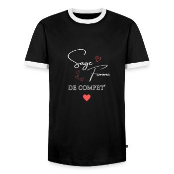 sage femme de competition - T-shirt contrasté Homme - noir/blanc - Devant - AI Model Female 172 light (172cm) & AI Model Male 178 light (178cm)