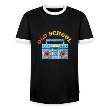 Ghettoblaster de la vieille école - T-shirt contrasté Homme - noir/blanc - Devant - AI Model Female 172 light (172cm) & AI Model Male 178 light (178cm)