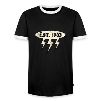 Millésime 1983 - T-shirt contrasté Homme - noir/blanc - Devant - AI Model Female 172 light (172cm) & AI Model Male 178 light (178cm)