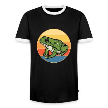 Niedlicher Frosch Vintage Retro Sonnenuntergang Tierliebhaber - Männer Kontrast-T-Shirt - Schwarz/Weiß - Vorne - AI Model Female 172 light (172cm) & AI Model Male 178 light (178cm)