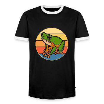 Niedlicher Frosch Vintage Retro Sonnenuntergang Tierliebhaber - Männer Kontrast-T-Shirt - Schwarz/Weiß - Vorne - AI Model Female 172 light (172cm) & AI Model Male 178 light (178cm)