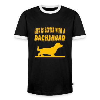 Dackel - Männer Kontrast-T-Shirt - Schwarz/Weiß - Vorne - AI Model Female 172 light (172cm) & AI Model Male 178 light (178cm)