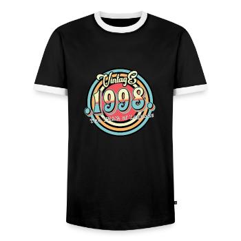 Millésime 1998 - T-shirt contrasté Homme - noir/blanc - Devant - AI Model Female 172 light (172cm) & AI Model Male 178 light (178cm)