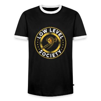 Trombone Instrument, Low Level Society, Funny - Männer Kontrast-T-Shirt - Schwarz/Weiß - Vorne - AI Model Female 172 light (172cm) & AI Model Male 178 light (178cm)