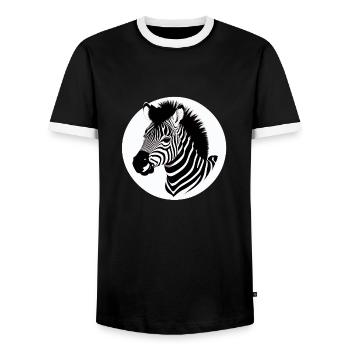 Fun Zebra Cartoon Funny Nature Animal Safari 9 - Men's Ringer Shirt - black/white - Front - AI Model Female 172 light (172cm) & AI Model Male 178 light (178cm)