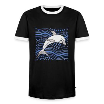 Delfin - Männer Kontrast-T-Shirt - Schwarz/Weiß - Vorne - AI Model Female 172 light (172cm) & AI Model Male 178 light (178cm)