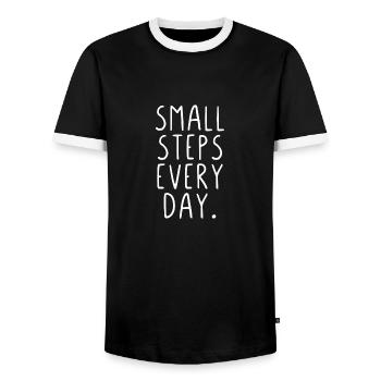Small steps every day - Männer Kontrast-T-Shirt - Schwarz/Weiß - Vorne - AI Model Female 172 light (172cm) & AI Model Male 178 light (178cm)