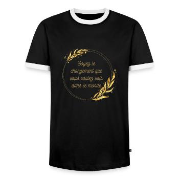 Soyez le changement que vous voulez voir - T-shirt contrasté Homme - noir/blanc - Devant - AI Model Female 172 light (172cm) & AI Model Male 178 light (178cm)