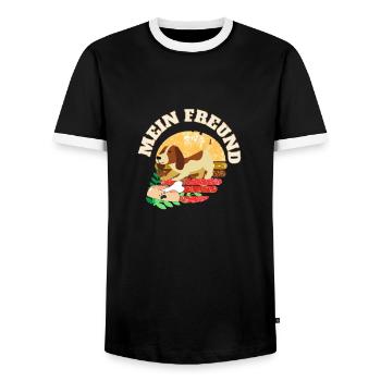 Mein kleiner Beagle Freund - Männer Kontrast-T-Shirt - Schwarz/Weiß - Vorne - AI Model Female 172 light (172cm) & AI Model Male 178 light (178cm)