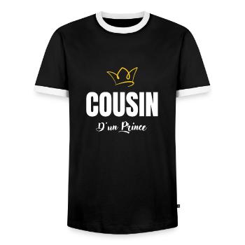 cousin d'un prince - T-shirt contrasté Homme - noir/blanc - Devant - AI Model Female 172 light (172cm) & AI Model Male 178 light (178cm)