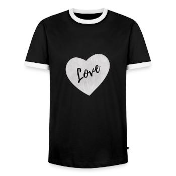 Valentinstag Herz mit LIebe - Männer Kontrast-T-Shirt - Schwarz/Weiß - Vorne - AI Model Female 172 light (172cm) & AI Model Male 178 light (178cm)