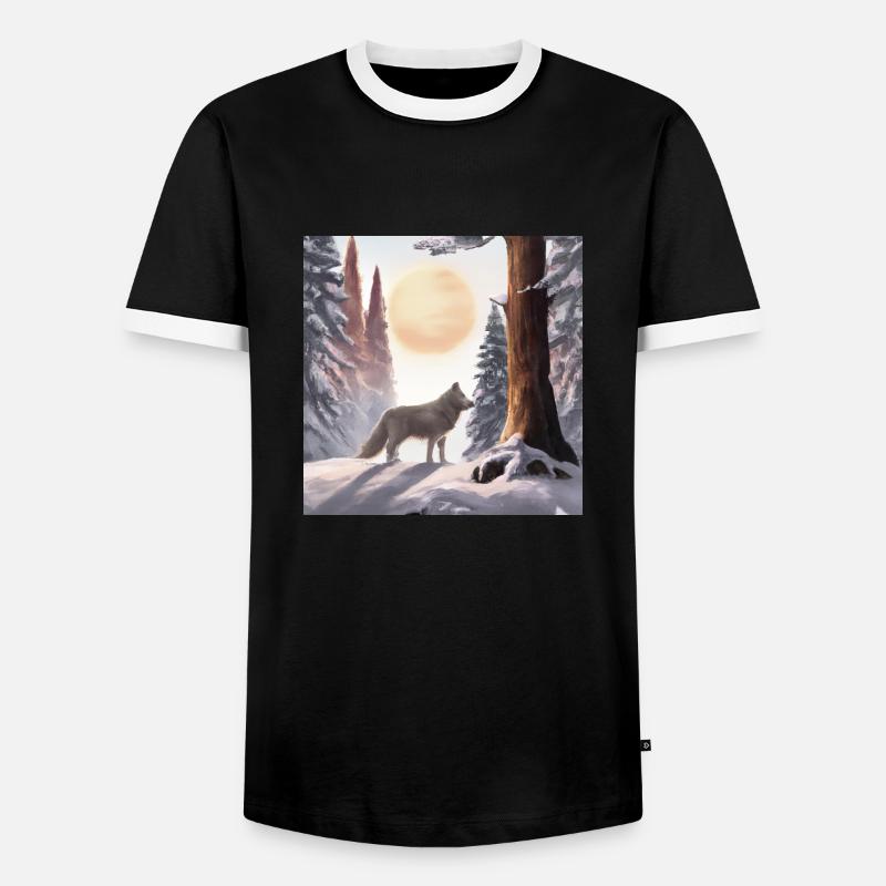 Der einsame Wolf - Männer Kontrast-T-Shirt - Schwarz/Weiß