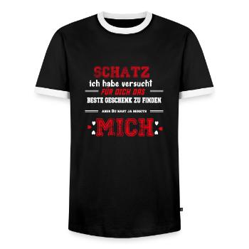 Schatz ich habe versucht das perfekte Geschenk für - Männer Kontrast-T-Shirt - Schwarz/Weiß - Vorne - AI Model Female 172 light (172cm) & AI Model Male 178 light (178cm)