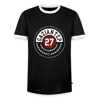 Gaziantep - Männer Kontrast-T-Shirt - Schwarz/Weiß - Vorne - AI Model Female 172 light (172cm) & AI Model Male 178 light (178cm)