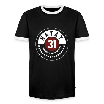 Hatay - Men's Ringer Shirt - black/white - Front - AI Model Female 172 light (172cm) & AI Model Male 178 light (178cm)