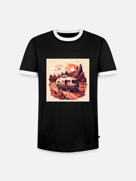 Bus Camping Adventure Outback Australia - Men's Ringer Shirt - black/white