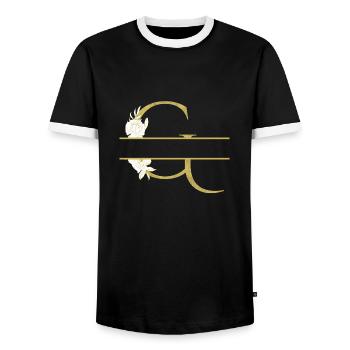 lettre g doré floral personnalisé - T-shirt contrasté Homme - noir/blanc - Devant - AI Model Female 172 light (172cm) & AI Model Male 178 light (178cm)