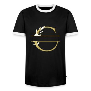 Personalized floral golden letter C - Men's Ringer Shirt - black/white - Front - AI Model Female 172 light (172cm) & AI Model Male 178 light (178cm)