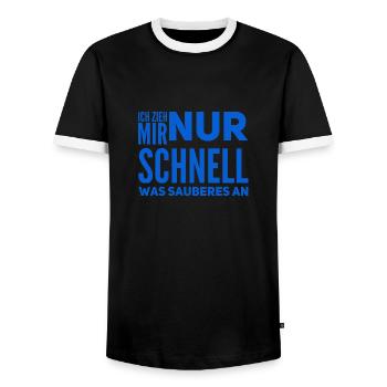 was sauberes anziehen - Männer Kontrast-T-Shirt - Schwarz/Weiß - Vorne - AI Model Female 172 light (172cm) & AI Model Male 178 light (178cm)