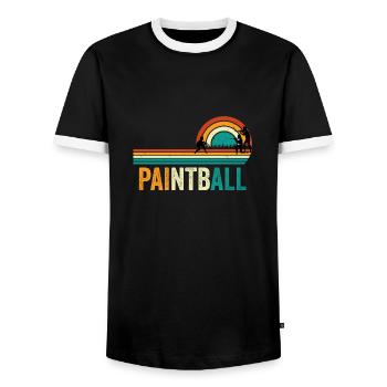 Paintball Retro Vintage - T-shirt contrasté Homme - noir/blanc - Devant - AI Model Female 172 light (172cm) & AI Model Male 178 light (178cm)